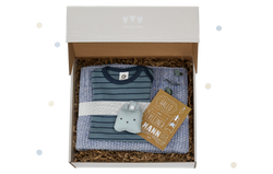 Die Baby Geschenkbox für Jungen "Erstausstattung Deluxe" ist ein optimales Geschenk zur Geburt.