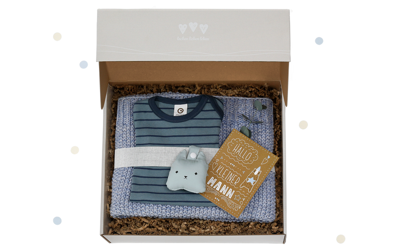 Die Baby Geschenkbox für Jungen "Erstausstattung Deluxe" ist ein optimales Geschenk zur Geburt.