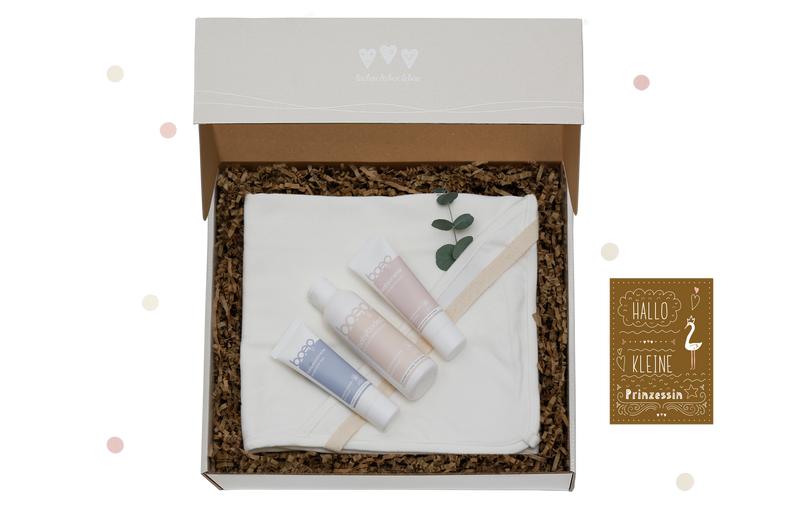 Die Baby Geschenkbox für Mädchen "Rundum-Pflege" ist ein wunderbares Geschenk zur Geburt.