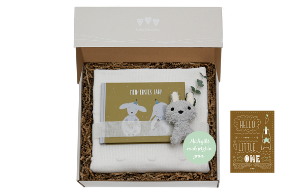 Die Baby Geschenkbox Erinnerungen Bonus ist ein tolles Geburtsgeschenk für Jungen und Mädchen. 