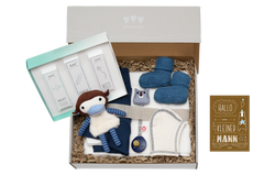 Die Baby Geschenkbox für Jungen "Erstausstattung Komplett mit Pflege" ist das ideale Geschenk zur Geburt.