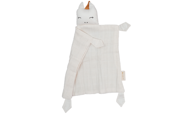 Das Schmusetuch Einhorn in weiß von Fabelab ist ein tolles Geschenk zur Geburt.