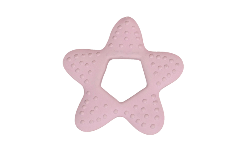 Der Beißring "Stern" in altrosa von Filibabba ist ein wunderbares Geschenk zur Geburt.