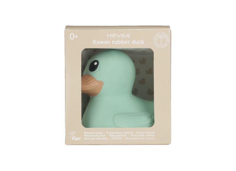 Die Bade- und Spielzeugente Kawan in mint von Hevea Planet ist schönes Geburtsgeschenk