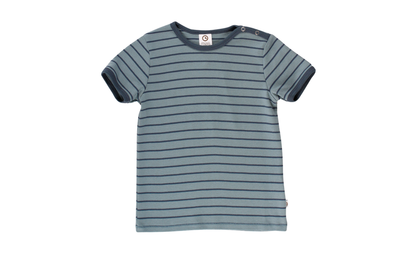 Stripe Baby T-Shirt kurzarm in stone green mit Streifen von Müsli