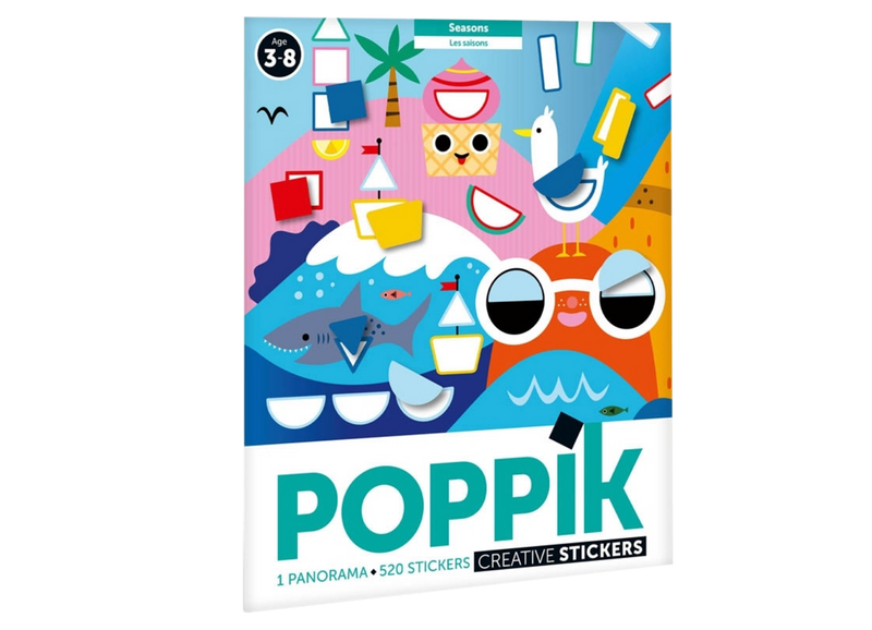 Das Panorama Stickerbild Die vier Jahreszeiten von Poppik ist ein tolles Geschenk zur Geburt.