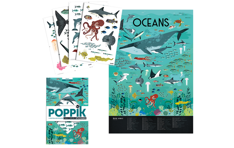 Das Poppik Panorama Stickerposter "Ozean" von Elements for Kids ist eine tolle Möglichkeit mit Spiel und Spaß viele Meerestiere kennen zu lernen und ist ein perfektes Weihnachtsgeschenk.