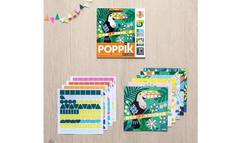 Die Stickerkarten "Tropical" von Poppik sind ein tolles Geburtsgeschenk für Eltern.