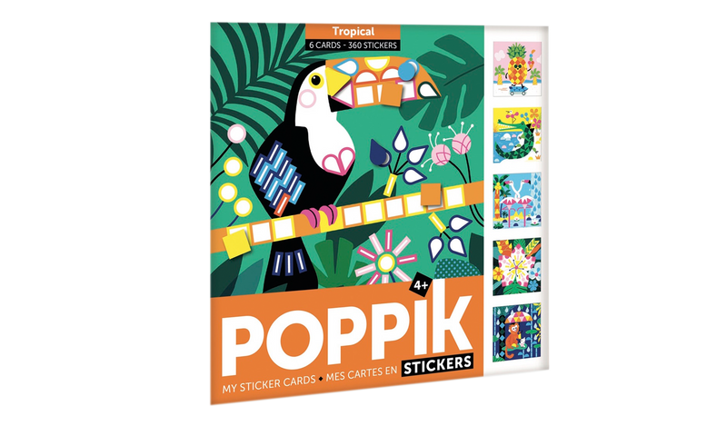 Die Stickerkarten "Tropical" von Poppik sind ein tolles Geburtsgeschenk.
