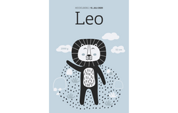 Geburtsposter Löwe blau Junge bei lachen lieben leben
