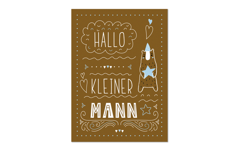Die Karte zur Geburt Hallo kleiner Mann ist ein tolles Geschenk zur Geburt.