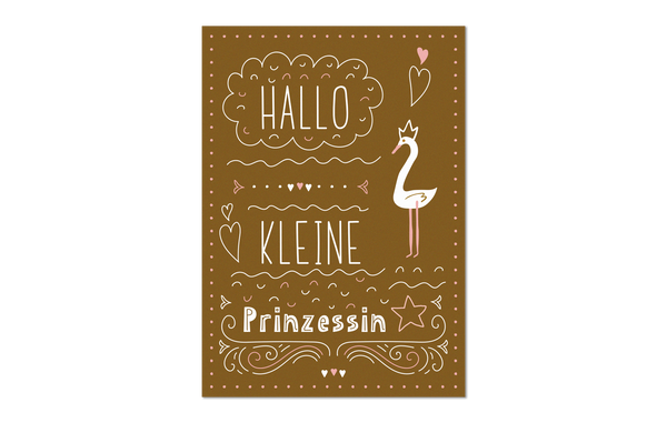 Die Grußkarte „Hallo kleine Prinzessin" mit Schwan von lachenliebenleben ist ein tolles Geburtsgeschenk.