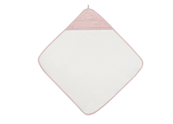 Das Kapuzen Babyhandtuch in rosa und creme von lachen lieben leben ist ein tolles Geschenk zur Geburt für jedes Baby.