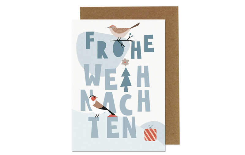 Die Weihnachtsklappkarte "Frohe Weihnachten" im nordischen Design ist eine schöne Möglichkeit, liebevolle Grüße zu Weihnachten zu versenden.